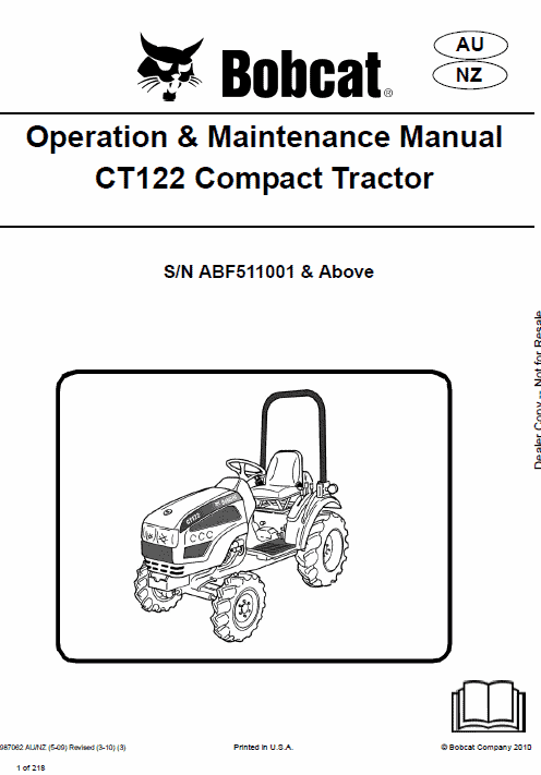 Bobcat CT122 Compact Tractor Service Manual Workshop Guide