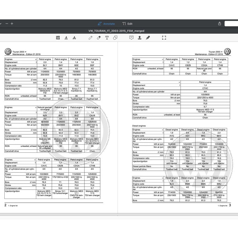 VW TOURAN I 1T 2003-2015 Full Manual Set – Repair & Maintenance Manual
