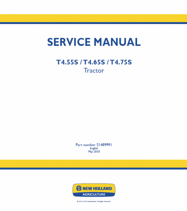 New Holland T4.55S, T4.65S, T4.75S Tractor Service Manual Workshop Guide