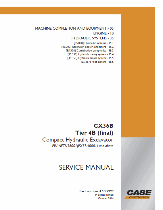Case CX36B Excavator Service Manual Workshop Guide