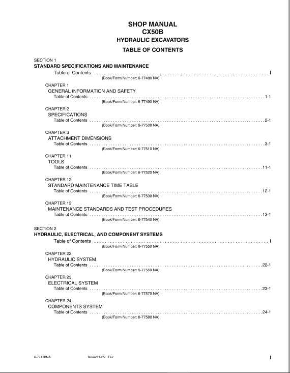 Case CX40B and CX50B Excavator Service Manual Workshop Guide