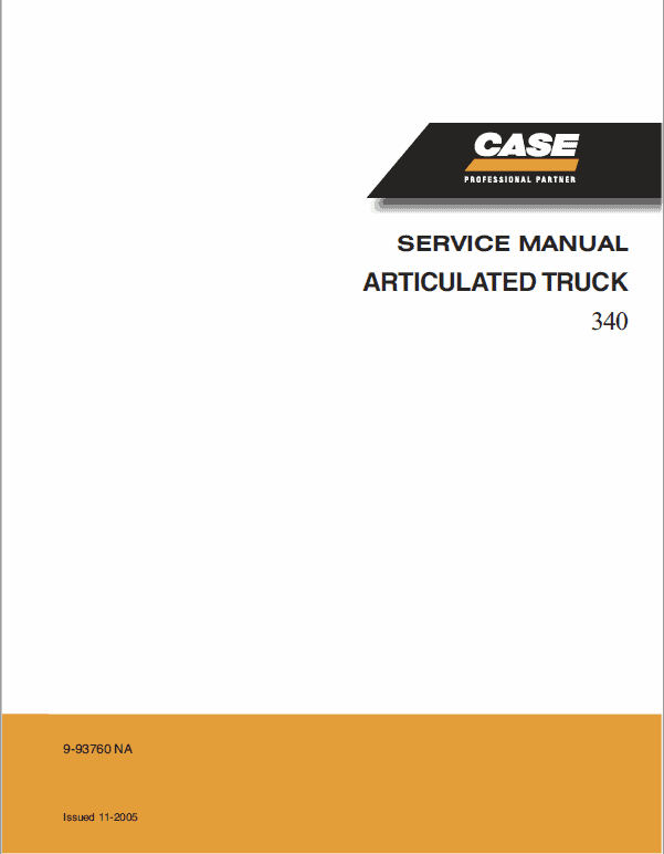Case 340 Articulated Truck Service Manual Workshop Guide