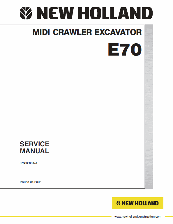 New Holland E70 Midi Crawler Excavator Service Manual Workshop Guide