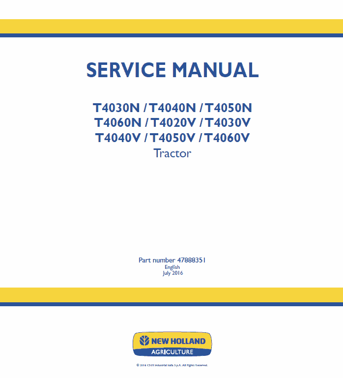 New Holland T4030N, T4040N, T4050N, T4060N Tractor Service Manual Workshop Guide