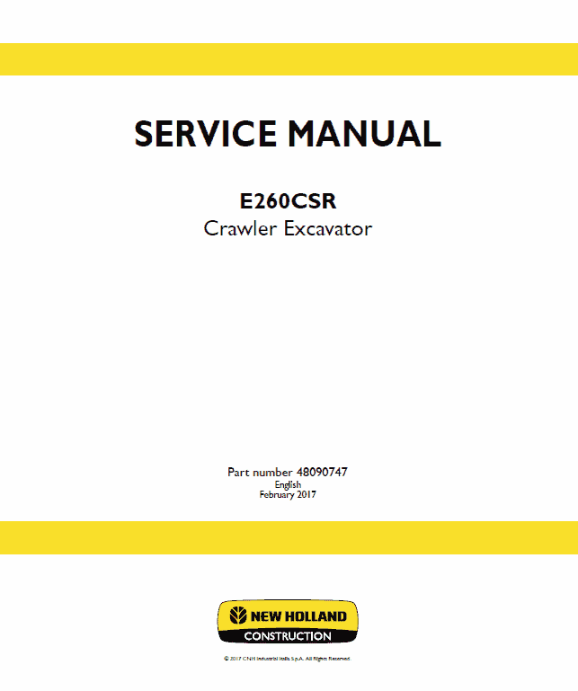 New Holland E230CSR Crawler Excavator Service Manual Workshop Guide