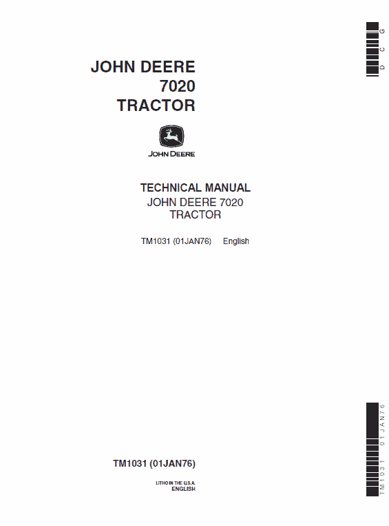 John Deere 7020 Tractor Repair Technical Manual (TM1031) Workshop Guide