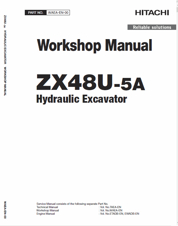 Hitachi ZX48U-5A Mini Excavator Service Repair Manual Workshop Guide