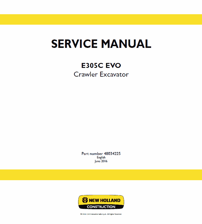 New Holland E305C Evo Excavator Service Manual Workshop Guide