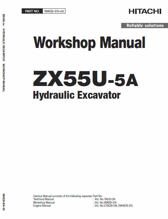 Hitachi ZX55U-5A Mini Excavator Service Repair Manual Workshop Guide