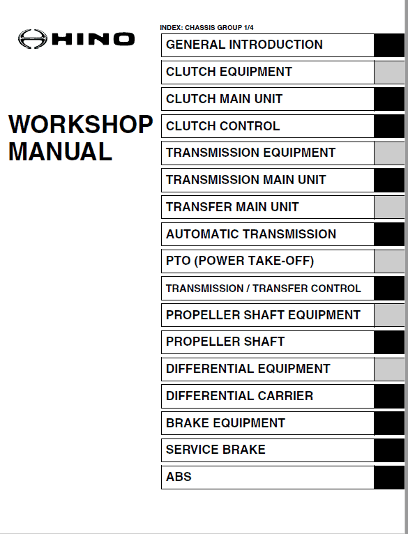 Hino Truck 2015 Conventional Service Manual Workshop Guide