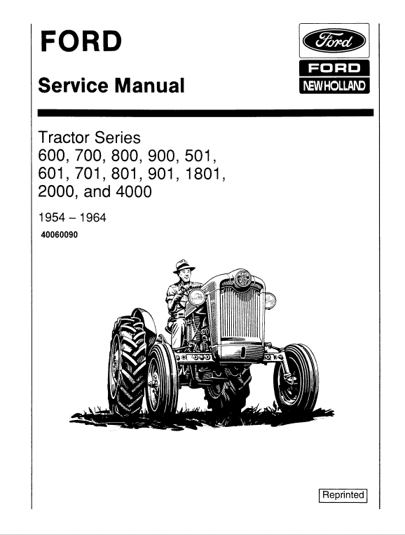 Ford 501, 600, 601, 700, 701, 800, 801 Tractor Service Manual Workshop Guide