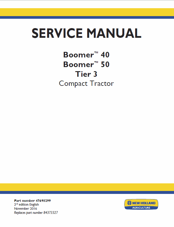 New Holland Boomer 40 and Boomer 50 Tractor Service Manual Workshop Guide