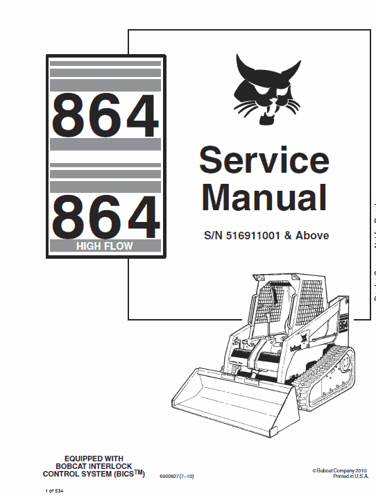 Bobcat 864 and 864H Skid-Steer Loader Service Manual Workshop Guide