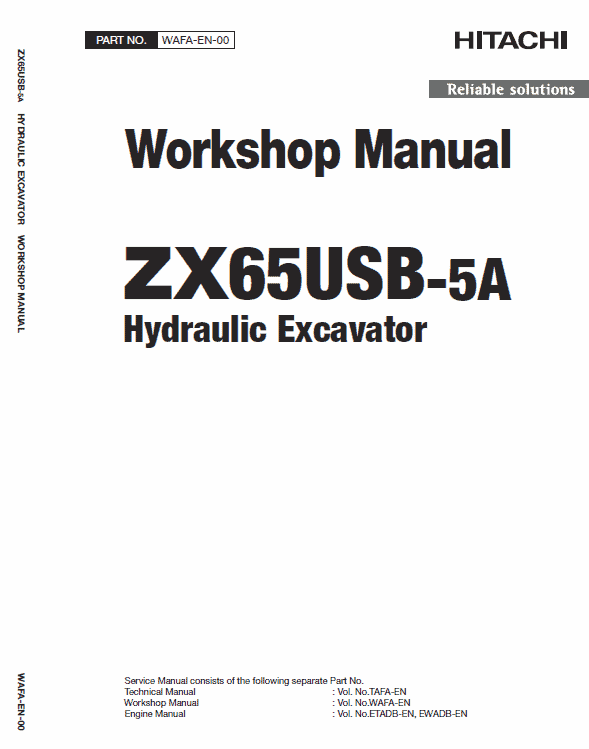 Hitachi ZX65USB-5A Excavator Service Repair Manual Workshop Guide