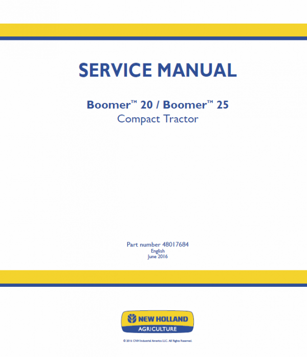 New Holland Boomer 20 and Boomer 25 Tractor Service Manual Workshop Guide