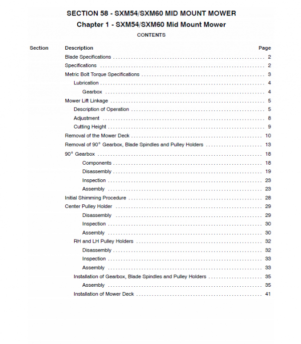 New Holland SXM54, SXM60 Mower Service Manual Workshop Guide