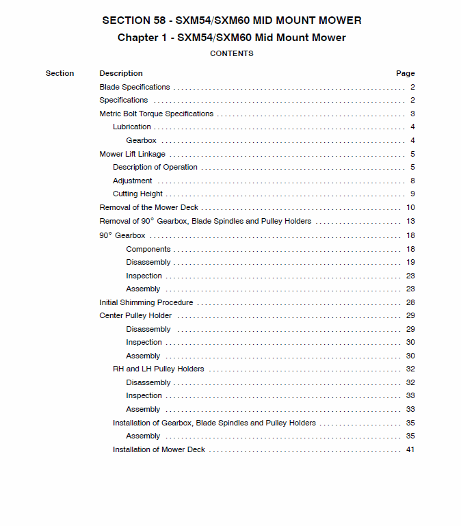 New Holland SXM54, SXM60 Mower Service Manual Workshop Guide