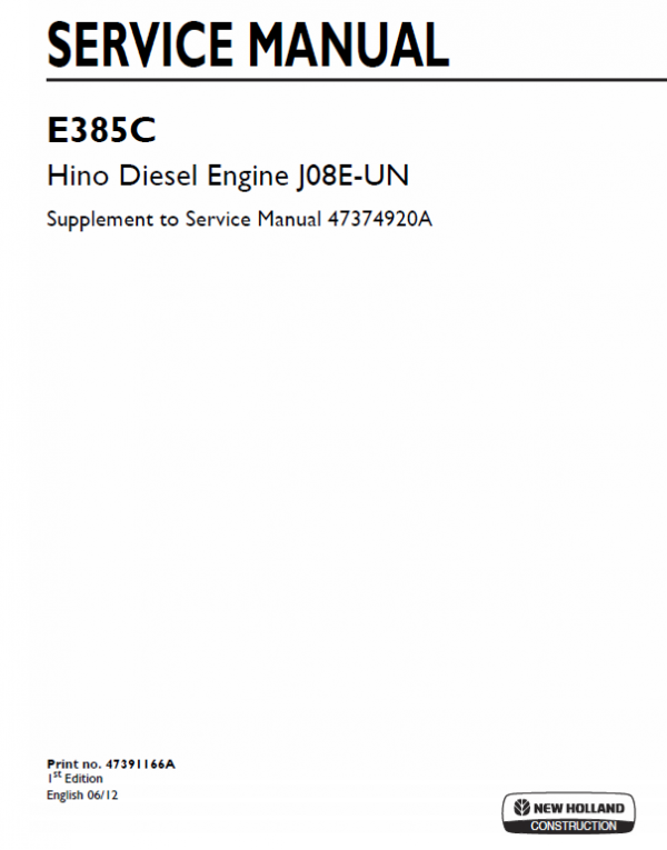 Hino Diesel Engine J08E-UN Service Manual Workshop Guide