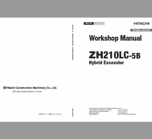 Hitachi ZH210LC-5B Excavator Service Repair Manual Workshop Guide