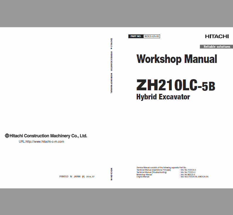 Hitachi ZH210LC-5B Excavator Service Repair Manual Workshop Guide