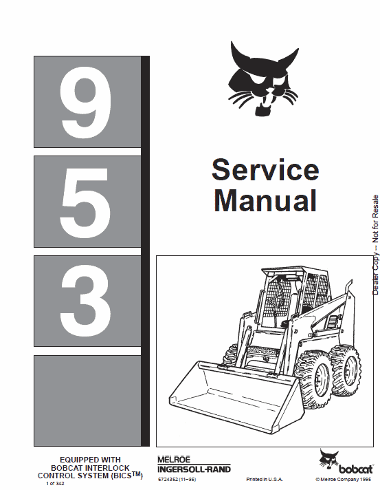 Bobcat 953 Skid-Steer Loader Service Manual Workshop Guide