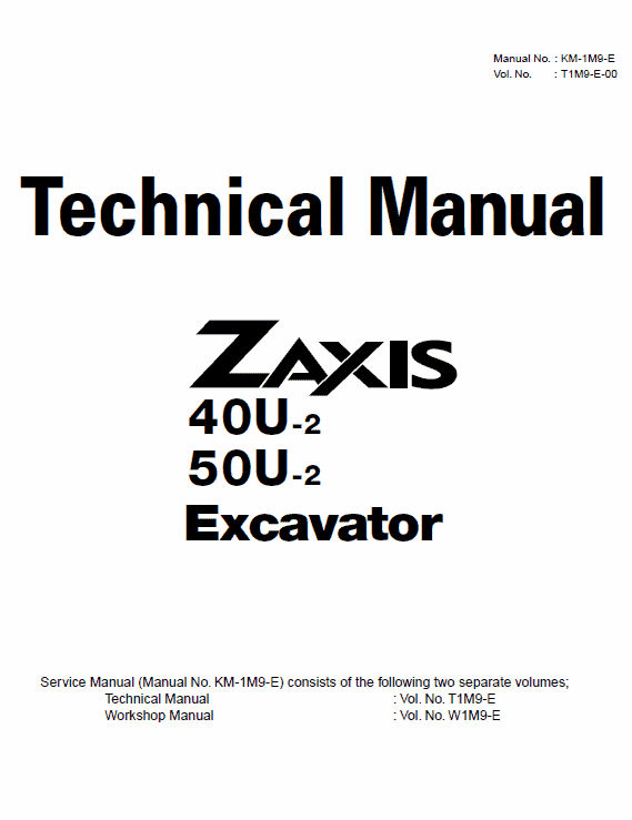 Hitachi ZX40U-2, ZX50U-2 Excavator Service Repair Manual Workshop Guide