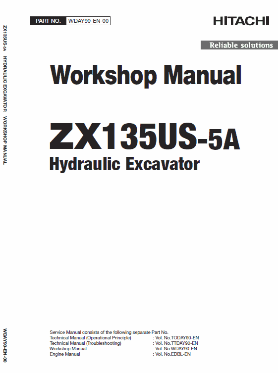 Hitachi ZX135US-5A Excavator Service Repair Manual Workshop Guide