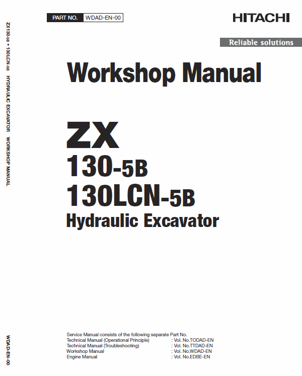 Hitachi ZX130-5B and ZX130LCN-5B Excavator Service Repair Manual Workshop Guide