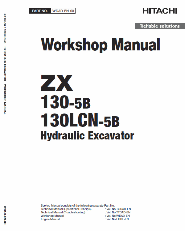 Hitachi ZX130-5B and ZX130LCN-5B Excavator Service Repair Manual Workshop Guide