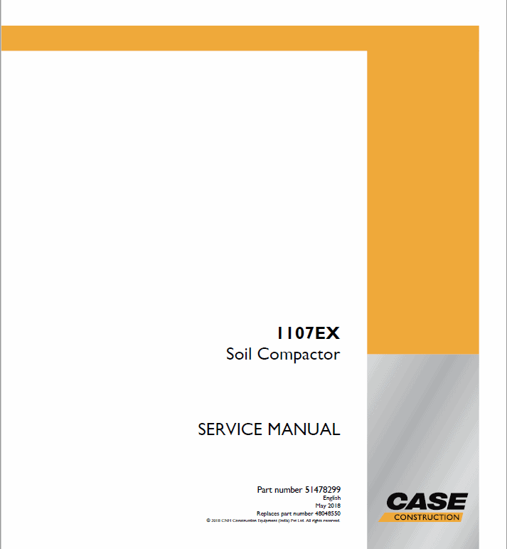 Case 1107EX Soil Compactor Service Manual Workshop Guide
