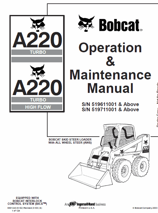 Bobcat A220 Skid-Steer Loader Service Manual Workshop Guide