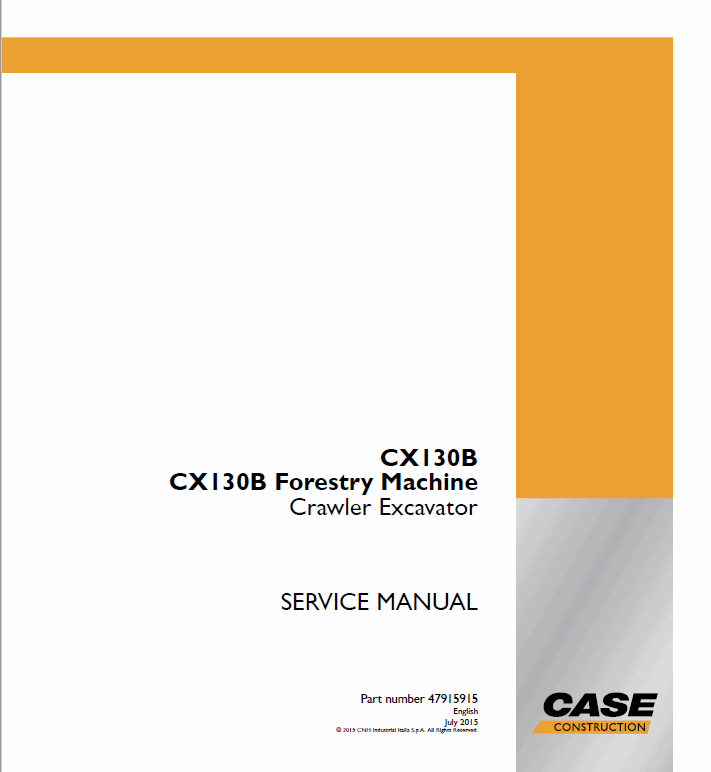 Case CX130B Crawler Excavator Service Manual Workshop Guide