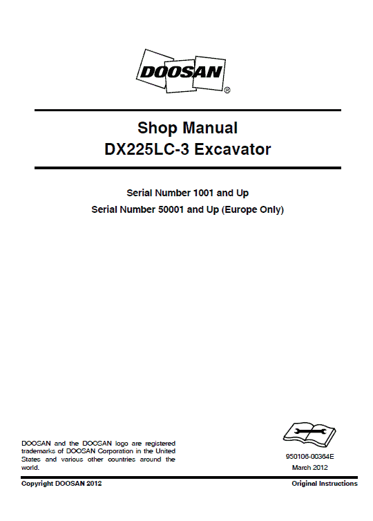 Doosan DX225LC-3 and DX255LC-5 Excavator Service Manual Workshop Guide