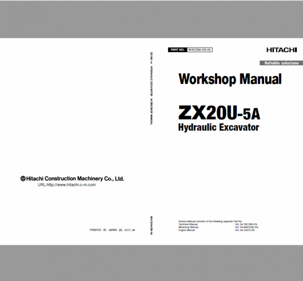 Hitachi ZX20U-5A Excavator Service Repair Manual Workshop Guide