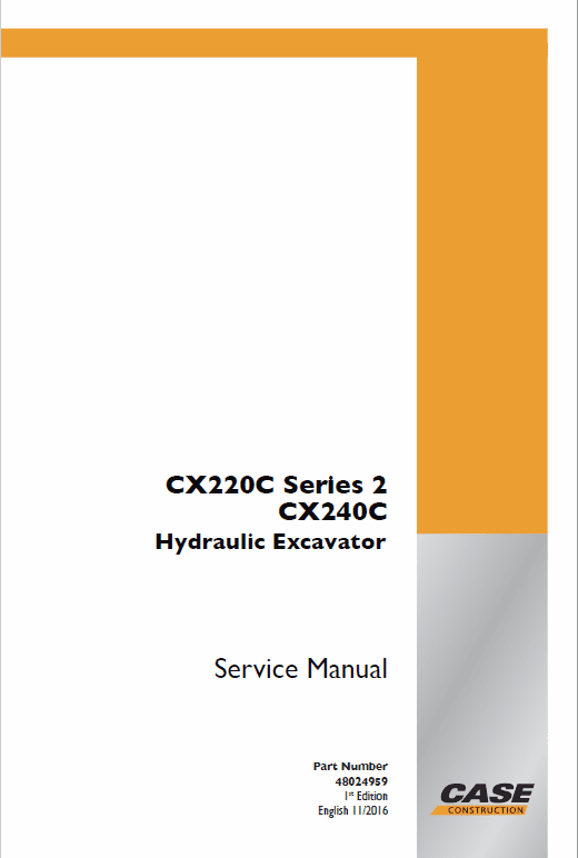 Case CX240C Crawler Excavator Service Manual Workshop Guide