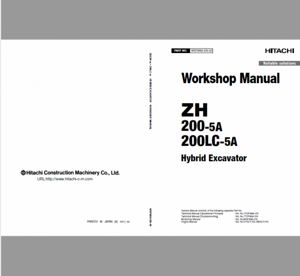 Hitachi ZH200-5A and ZH200LC-5A Excavator Service Repair Manual Workshop Guide