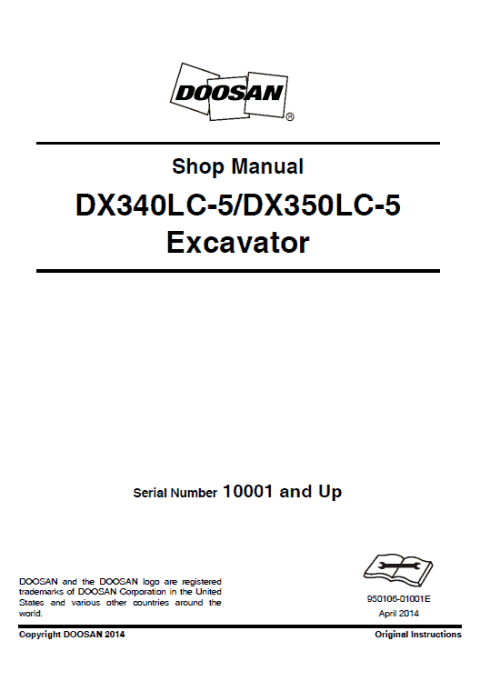 Doosan DX340LC-5 and DX350LC-5 Excavator Service Manual Workshop Guide