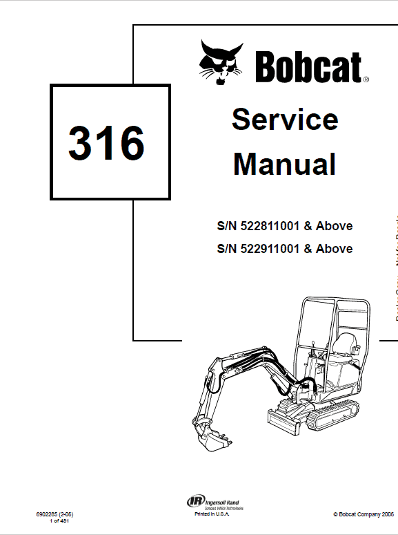Bobcat 316 Excavator Service Manual Workshop Guide