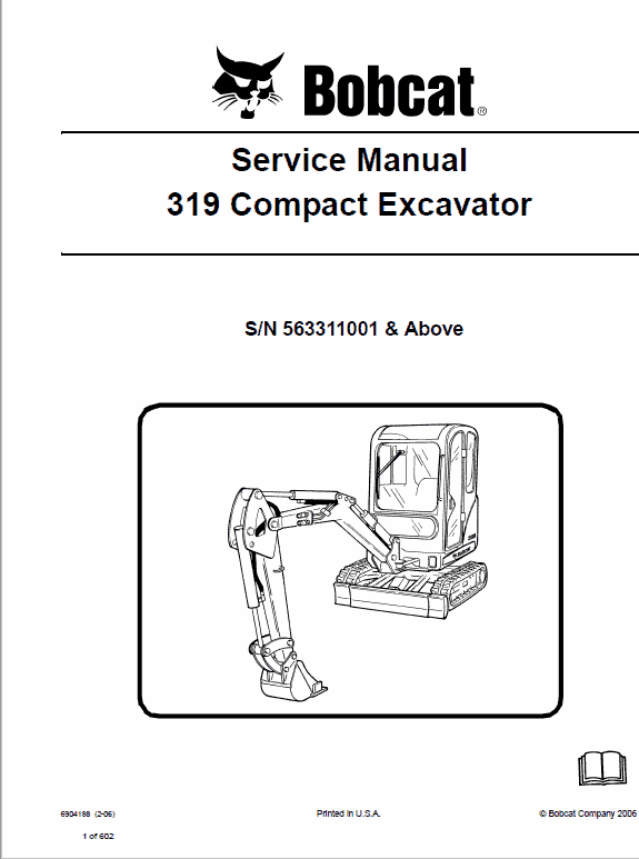 Bobcat 319 Compact Excavator Service Manual Workshop Guide