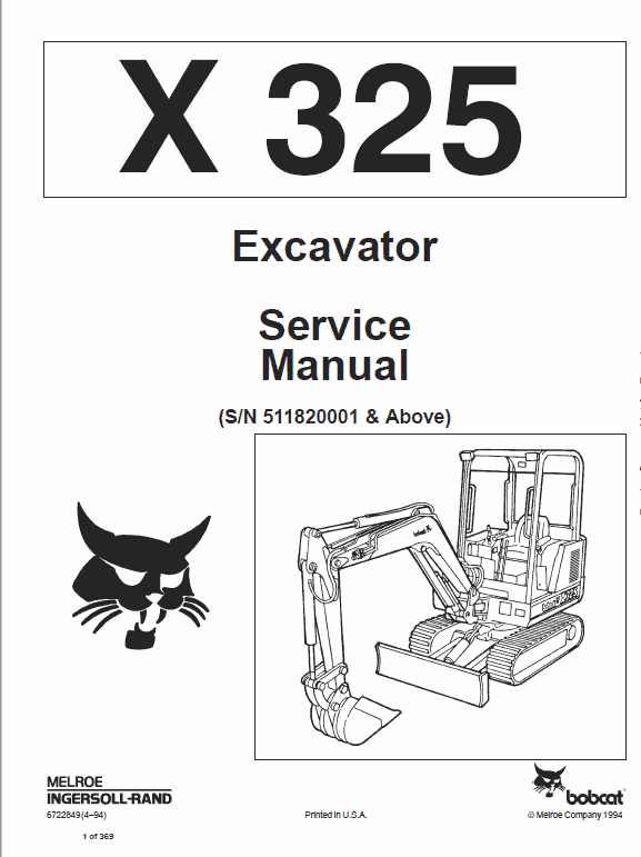 Bobcat X325 and X328 Excavator Service Manual Workshop Guide