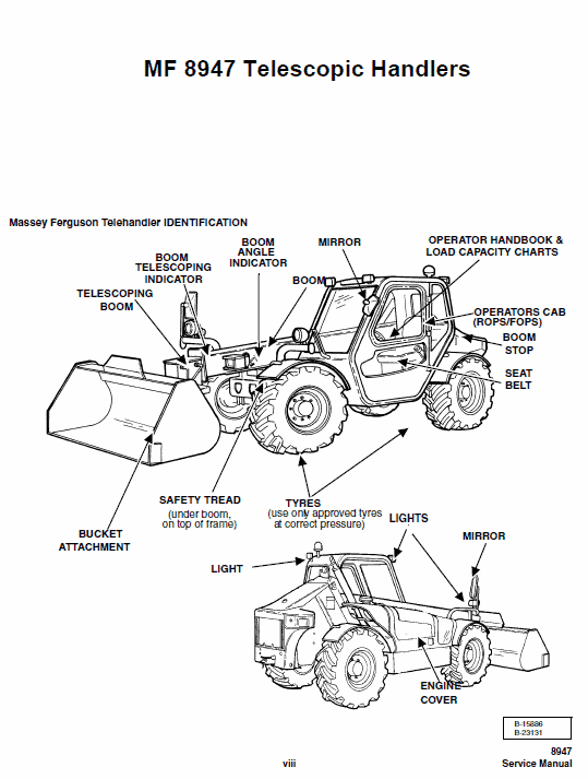 Massey Ferguson MF 8947 Telescopic Handler Service Manual Workshop Guide