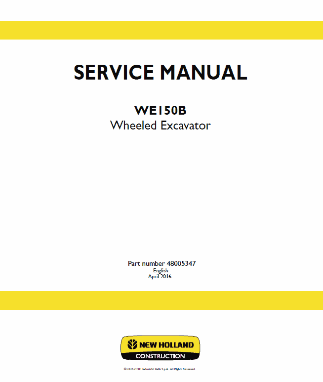 New Holland WE150B Wheeled Excavator Service Manual Workshop Guide