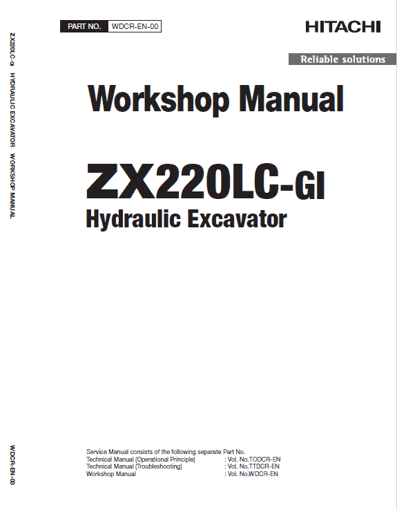 Hitachi ZX220LC-GI ZAXIS Excavator Repair Manual Workshop Guide