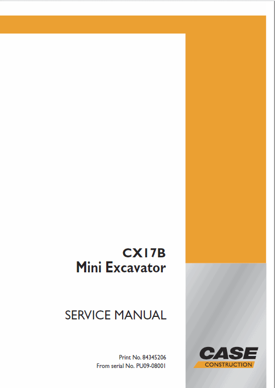 Case CX17B Mini Excavator Service Manual Workshop Guide