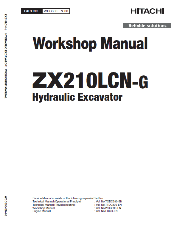 Hitachi ZX210LCN-G ZAXIS Excavator Repair Manual Workshop Guide