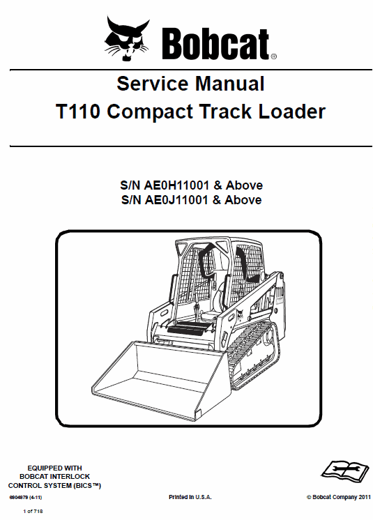 Bobcat T110 Compact Loader Service Manual Workshop Guide