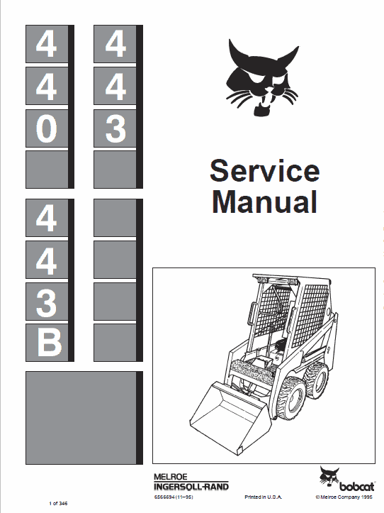 Bobcat 440, 443 and 443B Skid-Steer Loader Service Manual Workshop Guide