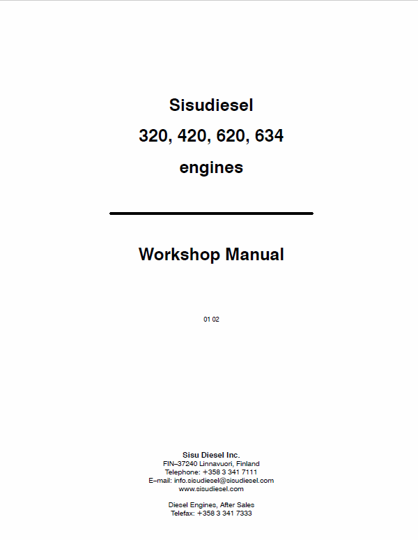 AGCO Sisu 320, 420, 620, 634 Engines Workshop Repair Service Manual Workshop Guide