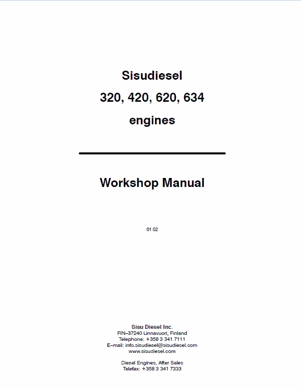 AGCO Sisu 320, 420, 620, 634 Engines Workshop Repair Service Manual Workshop Guide