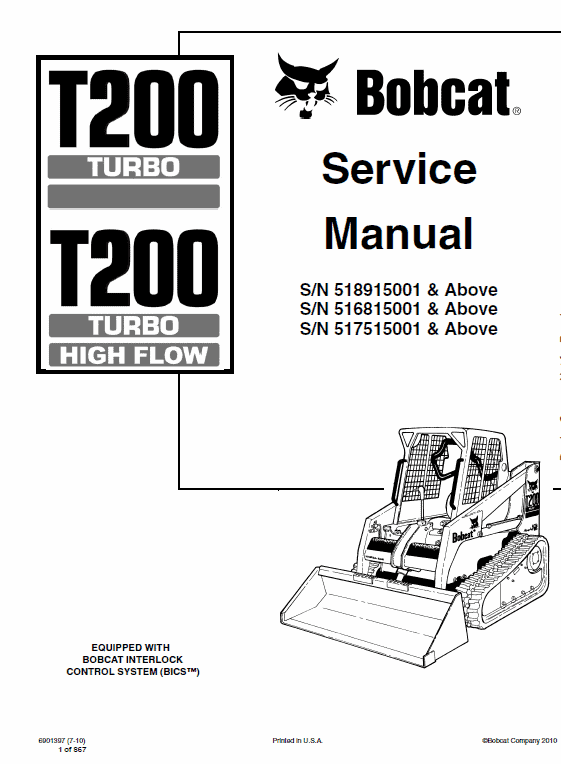 Bobcat T200 Loader Service Manual Workshop Guide